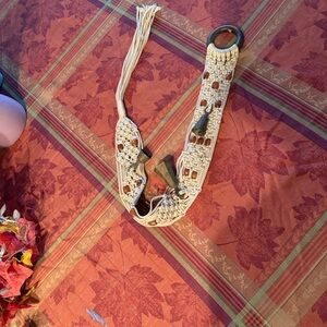 Bohemian Cream Woven Belt with functioning bells
